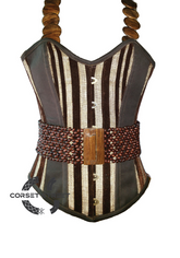 Cotton Brocade with Shoulder Straps Waist Cincher Women’s Overbust Corset Top